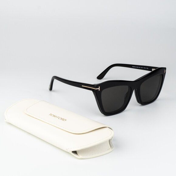 Tom Ford Woman Sunglasses Black Magnetic Clip-On Smoke Cat Eye FT5971-B 001 - Picture 3 of 11